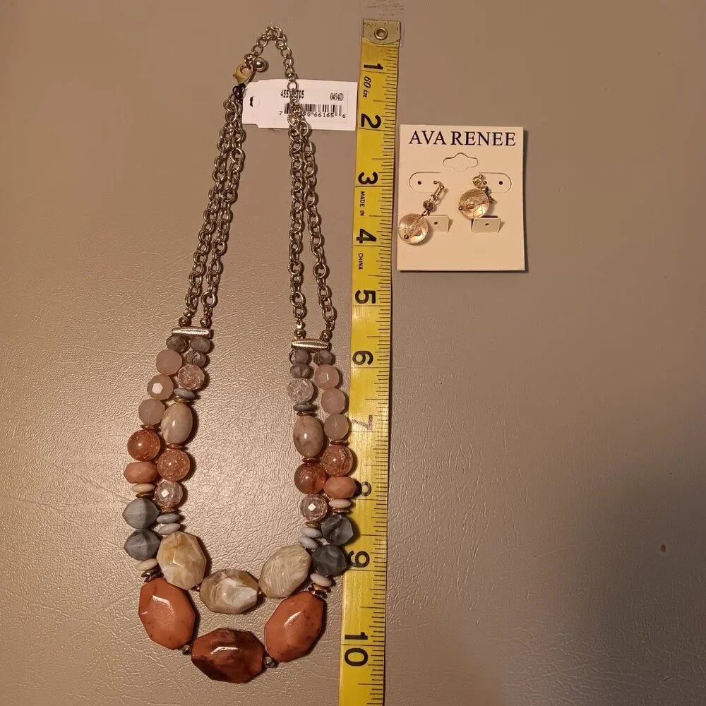 Ava Renee women's matching set multi-color multi-layer necklace & earrings - NWT